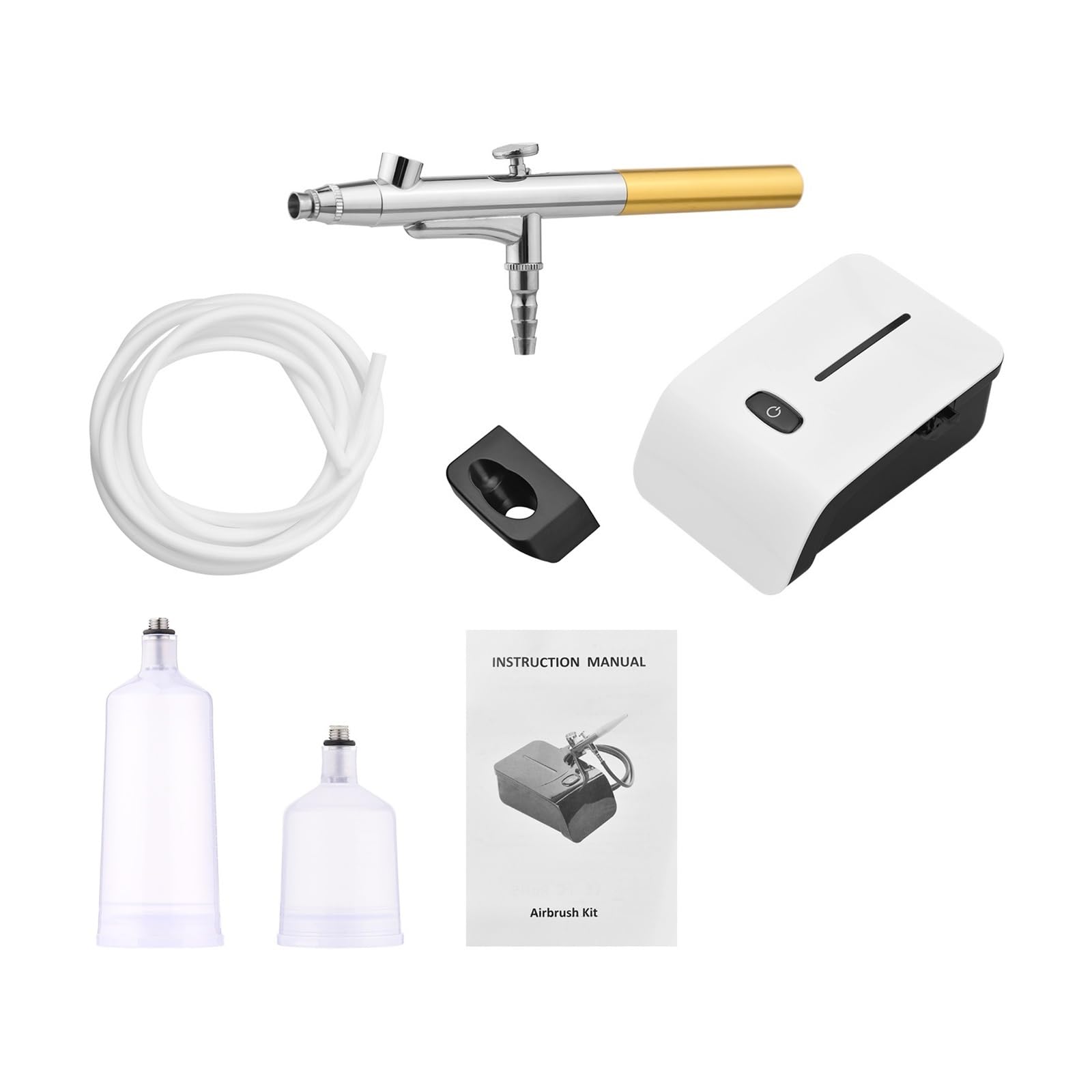 Kit aerografo multifunzionale con set di spazzole ad aria compressa a compressore for pittura artigianale Precisione Senza Sforzo Spruzzo Uniforme(White)