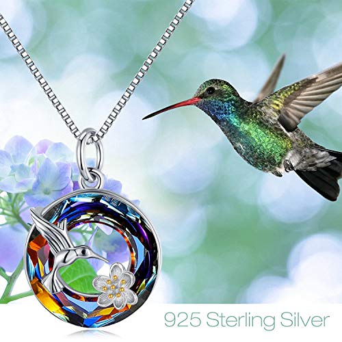 Hummingbird Necklace Jewelry for Women 925 Sterling Silver Cute Bird Pendant Necklace with Crystal Gifts for Girls Birthday2