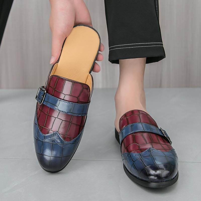 Men's Leather Loafers, Formal Business Open Back Heelless Slippers, Comfortable, Breathable, Stylish, Office Sandals3