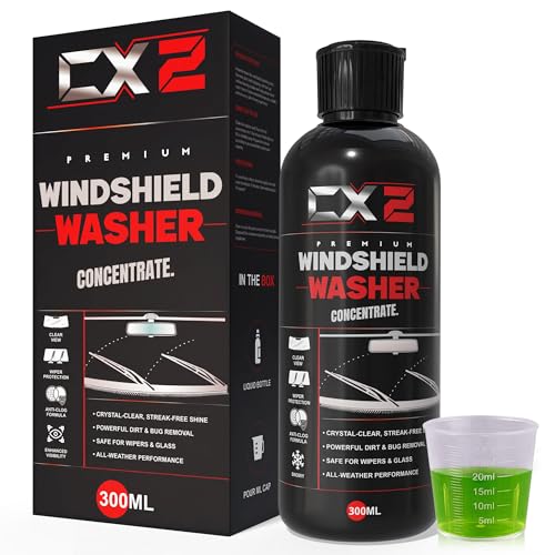 Image of Windshield Washer Fluid Concentrate for Car| 300ml | Streak-Free Glass Cleaning | Removes Dust, Bugs & Road Grime | 20ml Dilution per 1L Water | Safe for Wiper Blades & Car Glass