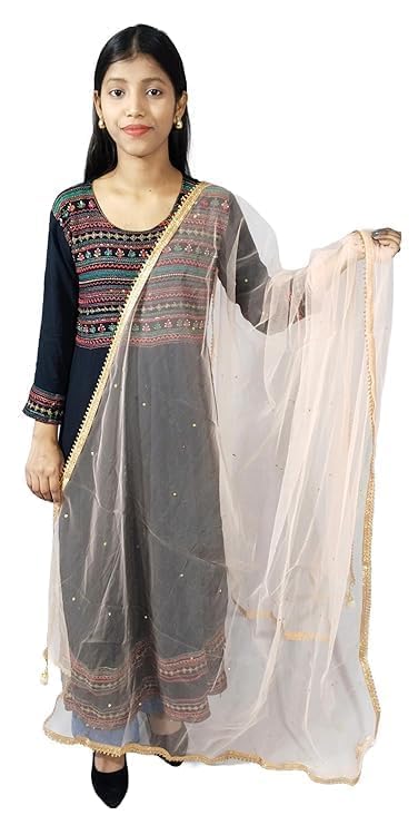 Girls & Womens Embellished Net Dupatta with Lace Work,Size-3mtr-image-47