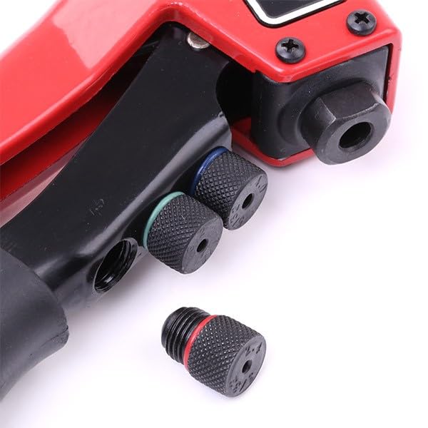 Close-up of the Yato YT-36012 Pop Rivet Gun head with nosepieces