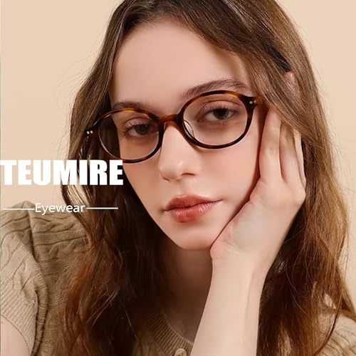 Image of Vintage Round Glasses for Men Women Retro Oval Blue Light Glasses Fake Nerd Eyeglasses