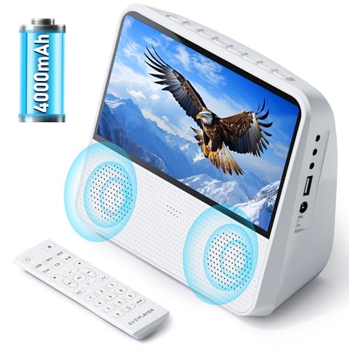 Lecteur DVD portable avec écran rotatif et batterie rechargeable USB SD pour voyage