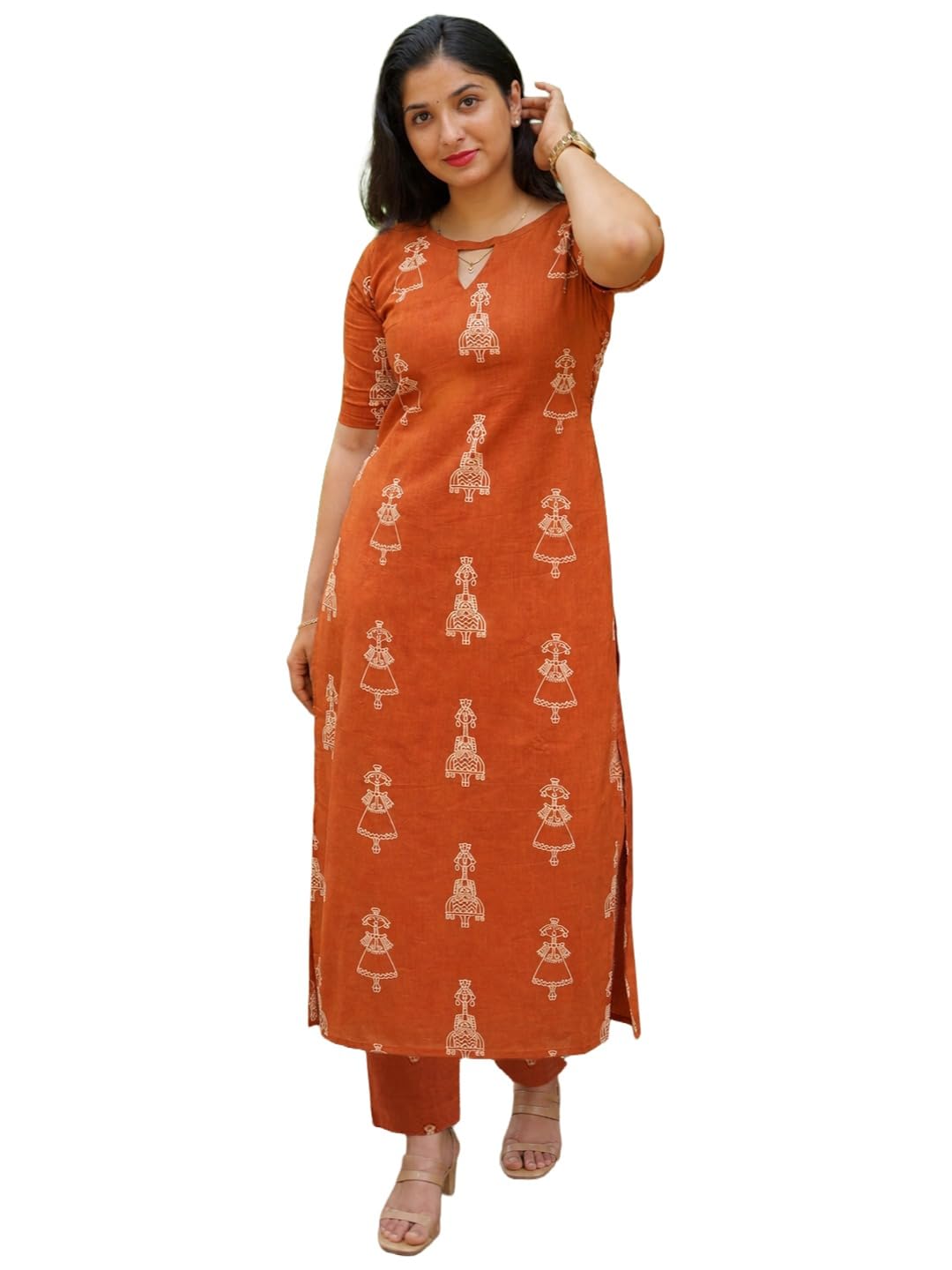 gosriki Kurta Set for Women Viscose Printed | Kurti Set for Woman | Kurta Pant Set Women | 2 Piece Set Womens | Round Neck Elbow Length Sleeve Regular Fit Stylish Ethnic Outfit Clothing-picture-23