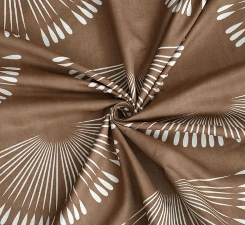 Image of Jashan Super Soft Glace Cotton Fabric 300 TC All Around Elastic Fitted Elegent Design King Size Double Bed Bedsheet with 2 Pillow Covers Fits Upto Mattress of 10 Inche,Size-72 x 78 x 10 Inche-Brown