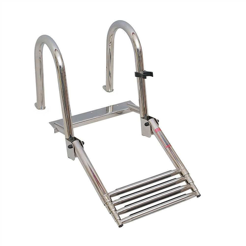 JXYQ Folding Boat Ladder with Arched Handrails, Non-Slip Stainless Steel Design for Easy Access to Yachts, Boats, and Swimming Pools