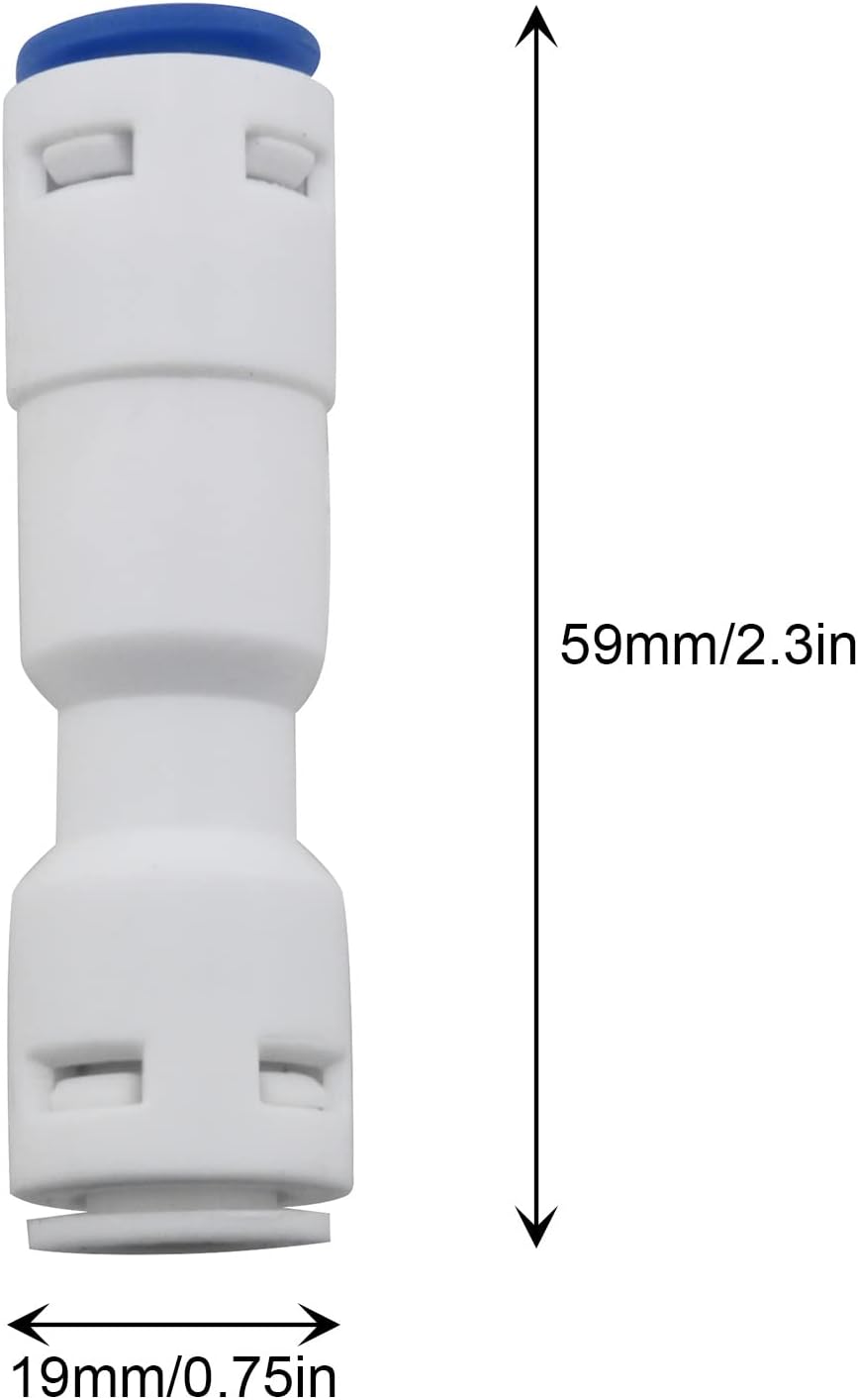Check Valve DGZZI 2PCS 3/8" One Way Push Fit Straight Quick Connect Check Valves for RO Pure Water Reverse Osmosis System, 3/8Inch Push to Connect One Way Check Valve
