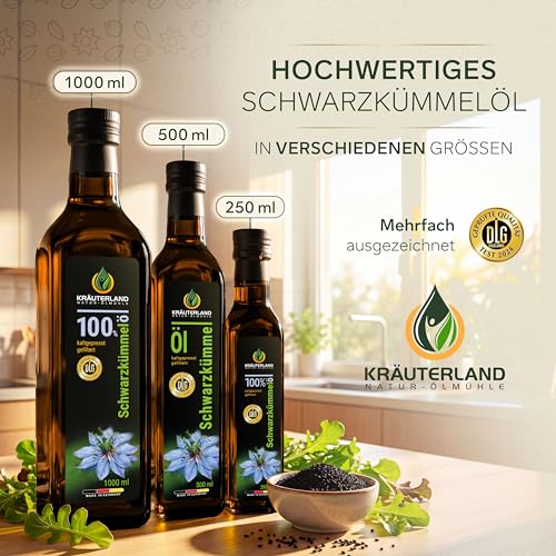 Foto von Kräuterland Schwarzkümmelöl kaltgepresst gefiltert 1000ml (1Liter)