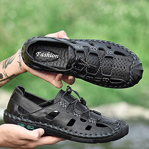 Image of Mens Casual Closed Toe Leather Sandals Outdoor Fisherman Adjustable Sport Summer Shoes