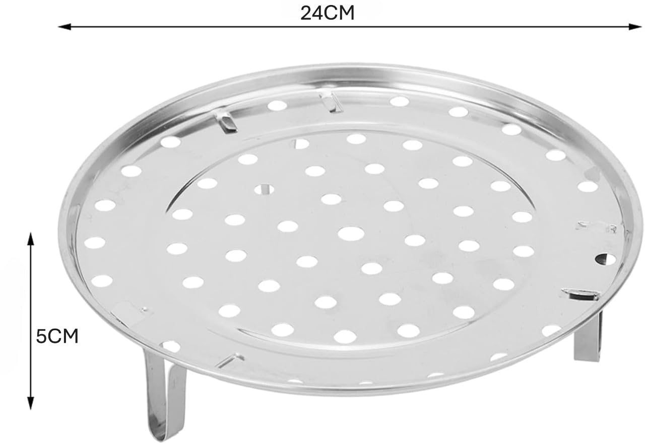 MallArt® Paslanmaz Çelik Buharda Pişirme Aparatı | Tencere İçi Çok Amaçlı Buhar Rafı | Sebze, Mantı, Hamur İşleri için Buhar Teli | 24 cm | Paslanmaz, Dayanıklı, Kolay Temizlik