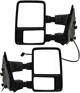 AutoShack KAPFO1320268SSPR Driver and Passenger Towing Mirrors Power Black Textured Heated Manual Folding Pair of 2 Replacement for 2003-2007 Ford F-250 Super Duty F-350 Super Duty 5.4L 6.0L 4WD RWD