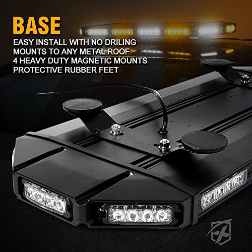 Xprite 27" White Amber Emergency Strobe Light Bar, Black Hawk High Intensity Led Warning Security Rooftop Caution Lightbar For Tow Trucks Construction Vehicle Patrol Cars Snowplow Safety #TOP4