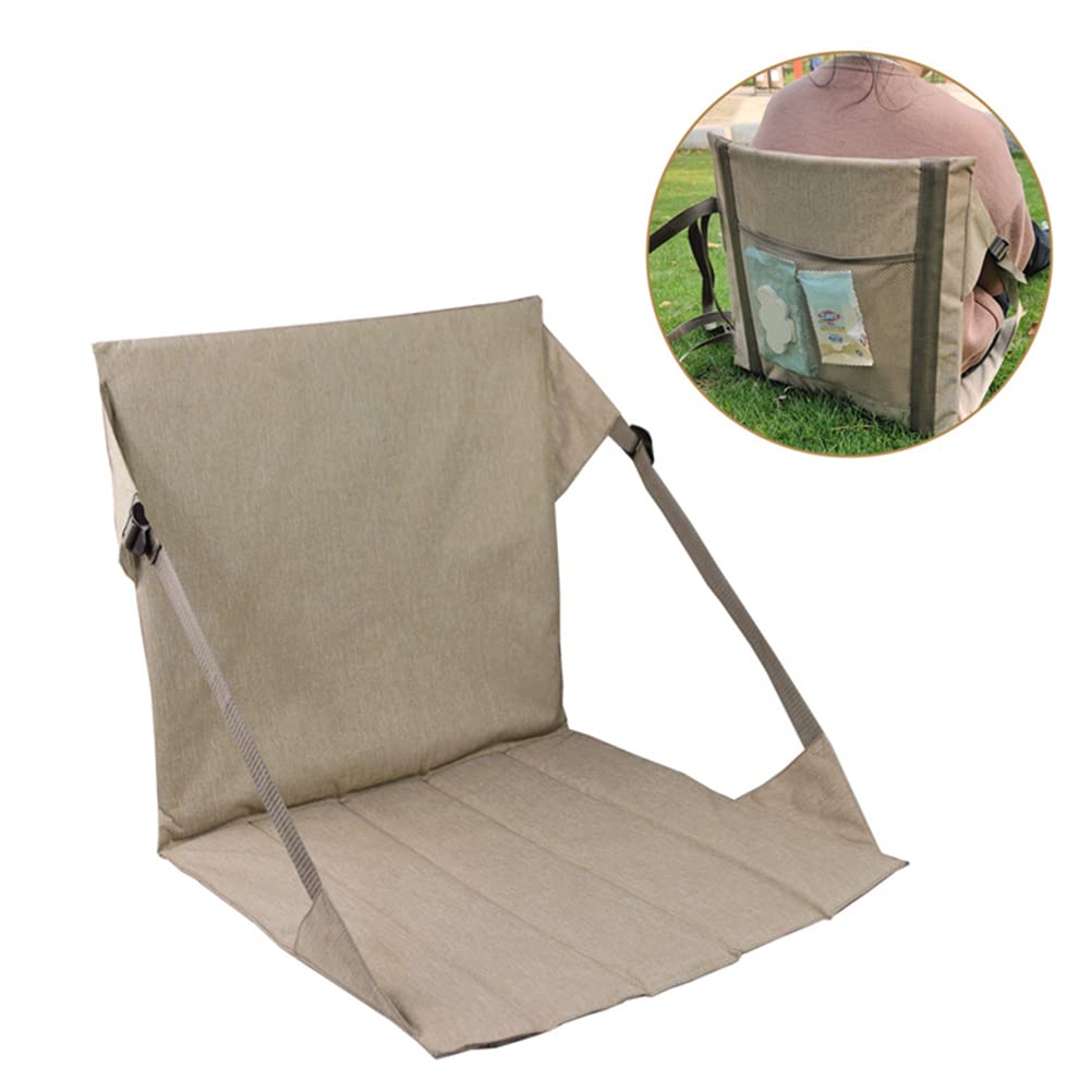 Bleacher Sitze mit Rückenlehne und Kissen, tragbares Stadion-Sitzkissen, größere Größe, zusammenklappbar, Outdoor-Sitzmatte Camping, Picknick, Trekking, Khaki
