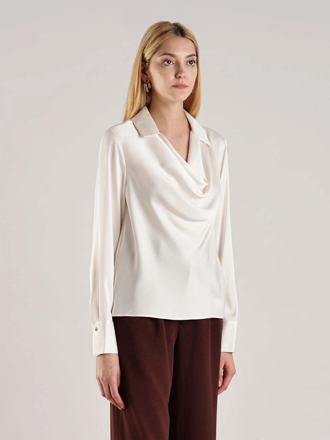 Calvin Klein Women's Sportswear Blouse, Cream, Large - Image 6