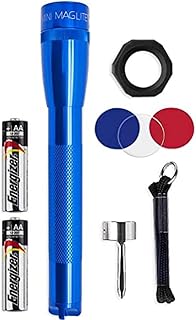 Mini LED Flashlight - Ultra Bright 127 Lumens, Adjustable Beam, Water-Resistant IPX4, Shock Resistant, 2 Power Modes, includes 2 AA Premium Alkaline Batteries - (Combo Pack, Blue)