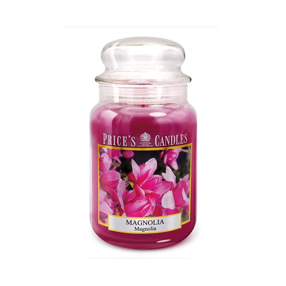 Price's Candles Large Jar Magnolia Candle Scented Candle in Glass Long Burning Home Fragrance Candle Up to 150 Hours Decorative Candle Gift for Women and Men