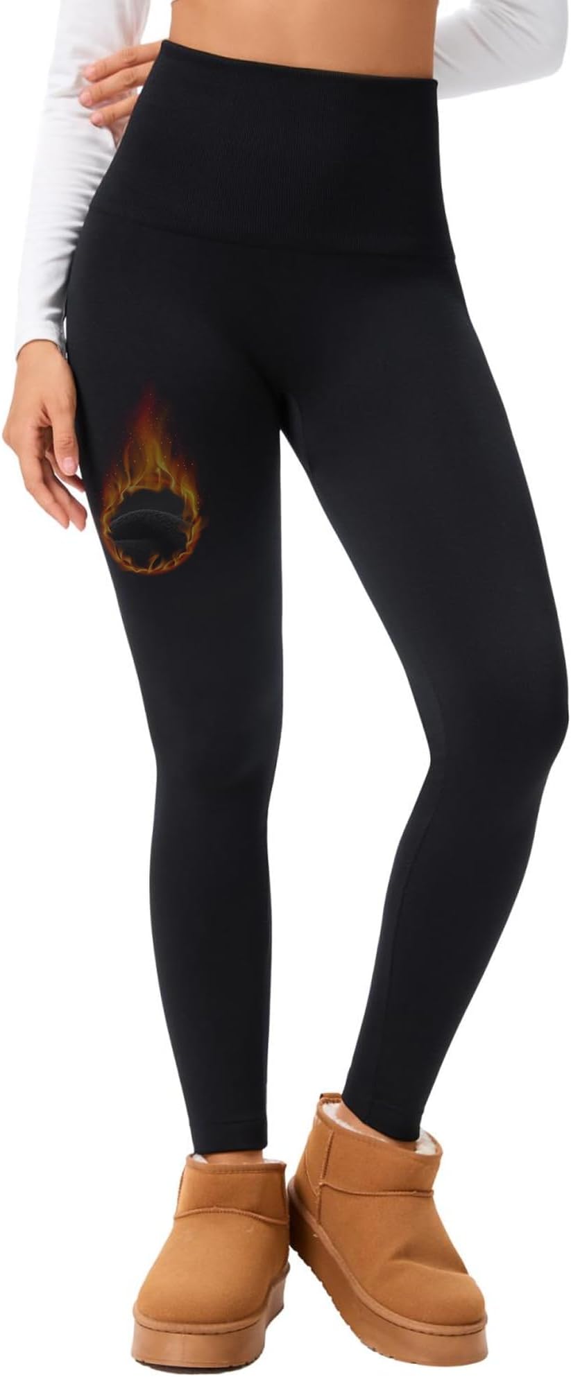 Fleece Lined Leggings Women - Seamless Thermal Winter High Waisted Tummy Control Thick Warm Yoga Pants