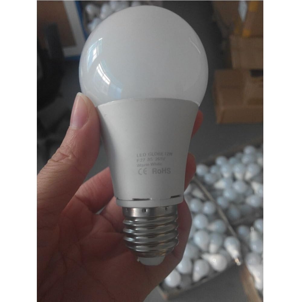HHF Iluminación del hogar, Paquete de 10 bombillas LED esféricas AC220 V, 12 W, 24-5630 SMD, atenuación, de plástico y aluminio(Cold white)
