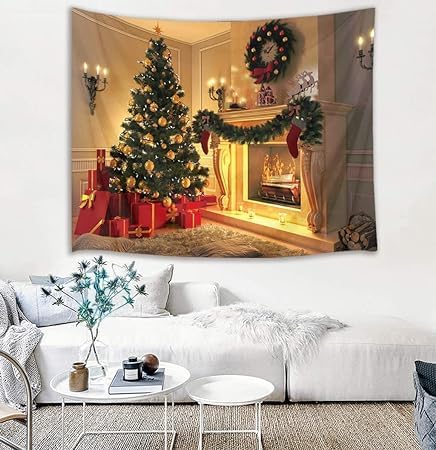 クリスマス 約125×150cm タペストリー 装飾布 欧米風 インテリア