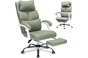 Quolomvs Mesh Ergonomic Office Chair with Leg Rest, Green