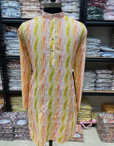 Image of FOXDX Men's Traditional Cotton Floral Printed Only Kurta