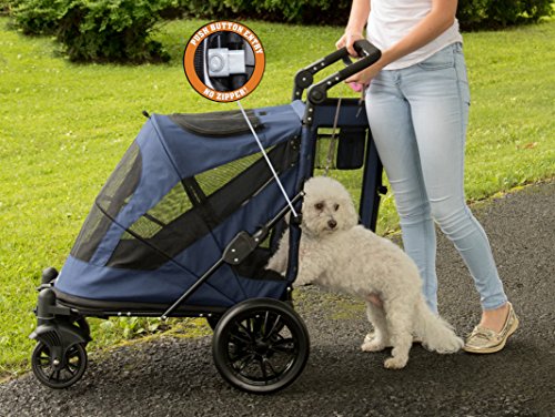Pet Gear No-Zip Stroller, Push Button Zipperless Dual Entry, For Single Or Multiple Dogs/Cats, Pet Can Easily Walk In/Out, No Need To Lift Pet, Midnight Blue, Large - Push Button Entry (Pg8650Nzmb) #TOP2