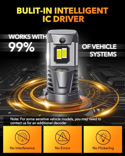 Image of OXILAM H13 LED Light Bulb, 13X Brighter 6500K White, Anti-Flicker, 60,000Hrs Lifespan, Plug and Play, IP68, 9008 Fog Compatible with Cars Trucks SUVs, Pack of 2