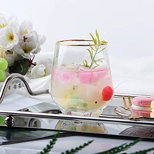 Image of Golden Rim 350 ML Water & Juice Drinking Glasses Set of 6 Vintage Glassware Set for Juice, Cocktail, Mocktail,Whisky All Beverages Everyday Uses for Gift (6, MT-21)