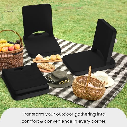 MY ARMOR Folding Meditation Chair, Portable Floor Chair for Home, Folding Chair for Relaxing, Yoga, Light Weight Foldable Chair, Removable Air Mesh Cover with Zip, Black - Image 5