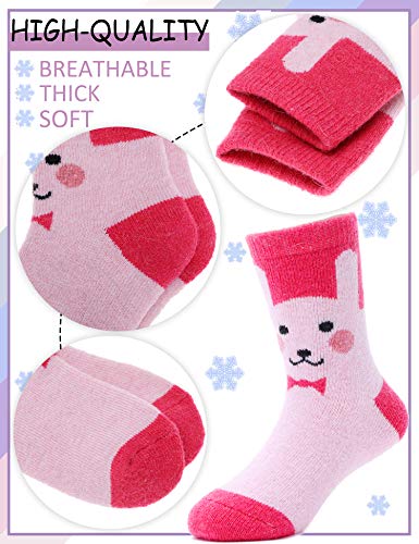 Image of ProEtrade Wool Socks for Kids Toddlers Boys Girls Thick Warm Winter Hiking Heavy Thermal Cozy Crew Boot Gift Socks 6 Pack