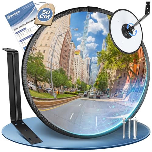 moveland 50 cm Verkehrsspiegel - Verstellbarer Acryl-Konvexspiegel Ausfahrt Spiegel - Weitwinkel-Traffic Mirror für Einfahrten, Garage, Verkehr, Hof (Support Indoor und Outdoor, 180 Grad konvex)