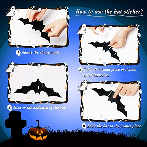 68Pcs Bat Wall Decor, Halloween Decorations 3D Bats Wall Decor Realistic PVC Bats Stickers for Outdoor DIY Home Decoration Party Supplies4