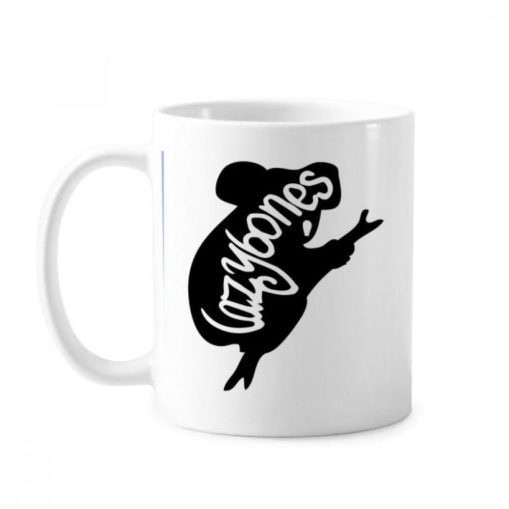 Tasse paresseux céramique blanche élégante motif naturel anse 350ml