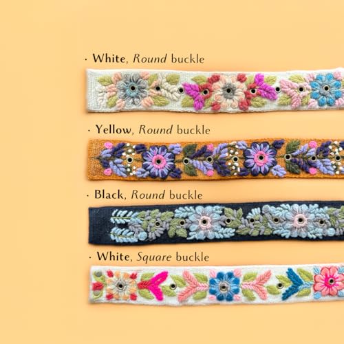Handmade Peruvian Ayacucho Belt - Embroidered Belt for Women, Round Buckle, Floral Design, Adjustable, Durable3