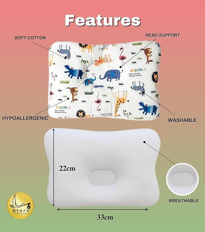 Stork Drop - Baby Support Pillow with Gentle Head & Neck Cushioning, Farmyard Animals, Standard - Image 2