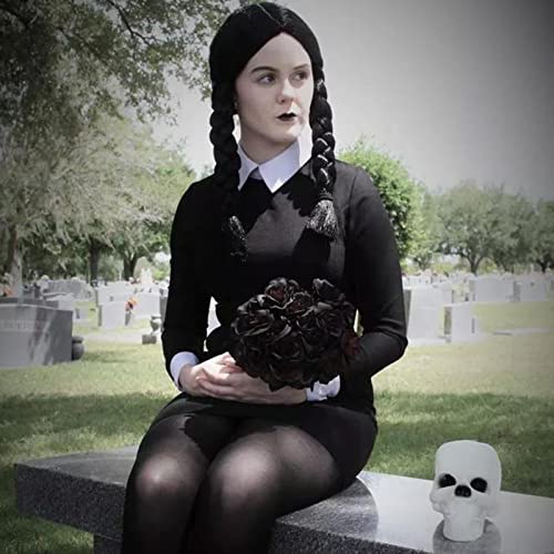 Quarta-feira Addams, Fantasias Halloween Para Crianças Com Peruca, Uniforme Escolar Saia Quarta-feir