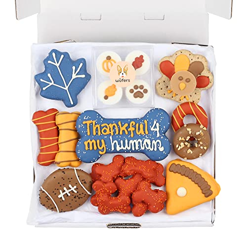 WÜFERS Dog Cookie Box | Handmade Hand-Decorated Dog Treats | Dog Gift Box Made with Locally Sourced Ingredients (Thanksgiving)