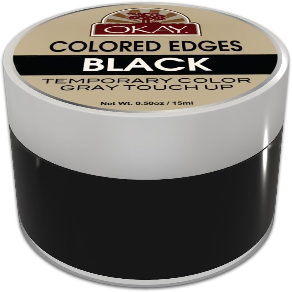 Colored Edges Black - Root Touch Up, Edge Control, Root Cover Up, Black Edge Gel, Gray Hair Cover Up For Women & Men, Hairline Coverage For Hair Loss, Thinning, Natural Look - 0.5 Oz (Pack Of 1)