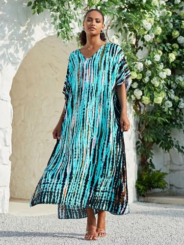 Image of Kaftan Dresses for Women Plus Size Bathing Suit Cover up Caftan Maxi Beach Dresses