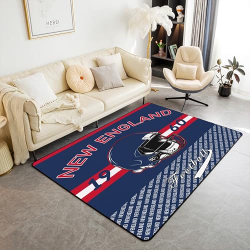 Feelyou Football Area Rug 5x7 Polyester New England Living Room Rugs for Bedroom Football City Decor Carpet Sports Games Indoor Floor Mat Soft Non-Slip