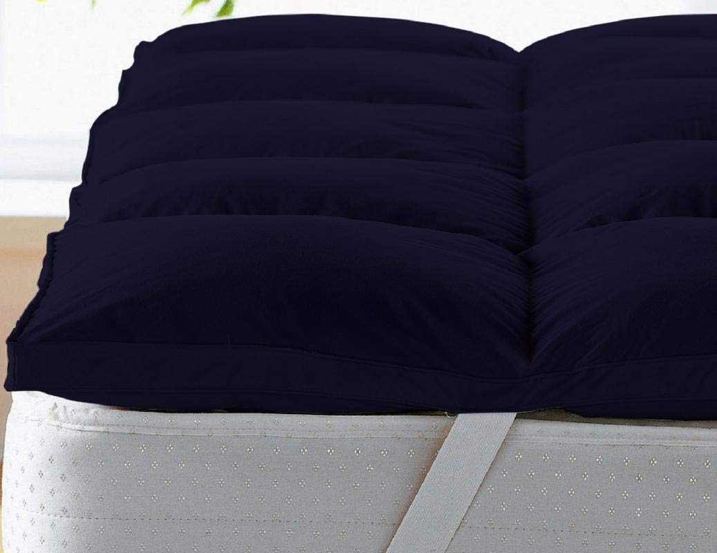 2500 GSM Finest Imported Microfiber Double Bed Size Mattress Padding/Topper-Dark Blue (Twin - 48 x 75)-image-27