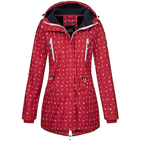 Sublevel Damen Softshell-Jacke Kurzmantel LSL-367 Anker-Alloverprint Middle red M Cover