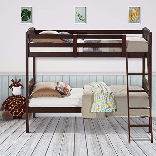 Xiulaiq Wood Solid Hardwood Twin Bunk Beds Convertable Kids Ladder Safety Rail Home Furniture #TOP3