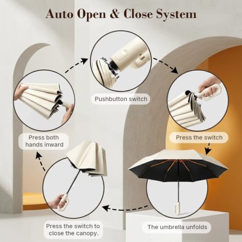 Image of PALAY Umbrella for Rain Auto Open Windproof Waterproof Umbrellas One-Button Open Folding Travel Umbrella with Aluminum Alloy Shaft, Fiberglass Ribs &Wide Strap