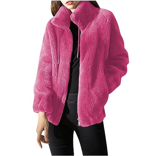 Susenstone Vestes Polaires Femme Zippé Pull Épais en Peluche Vêtements d'extérieur Confortable Manteau Moelleux Oversize Col Montant Fermeture Éclair Grande Taille...