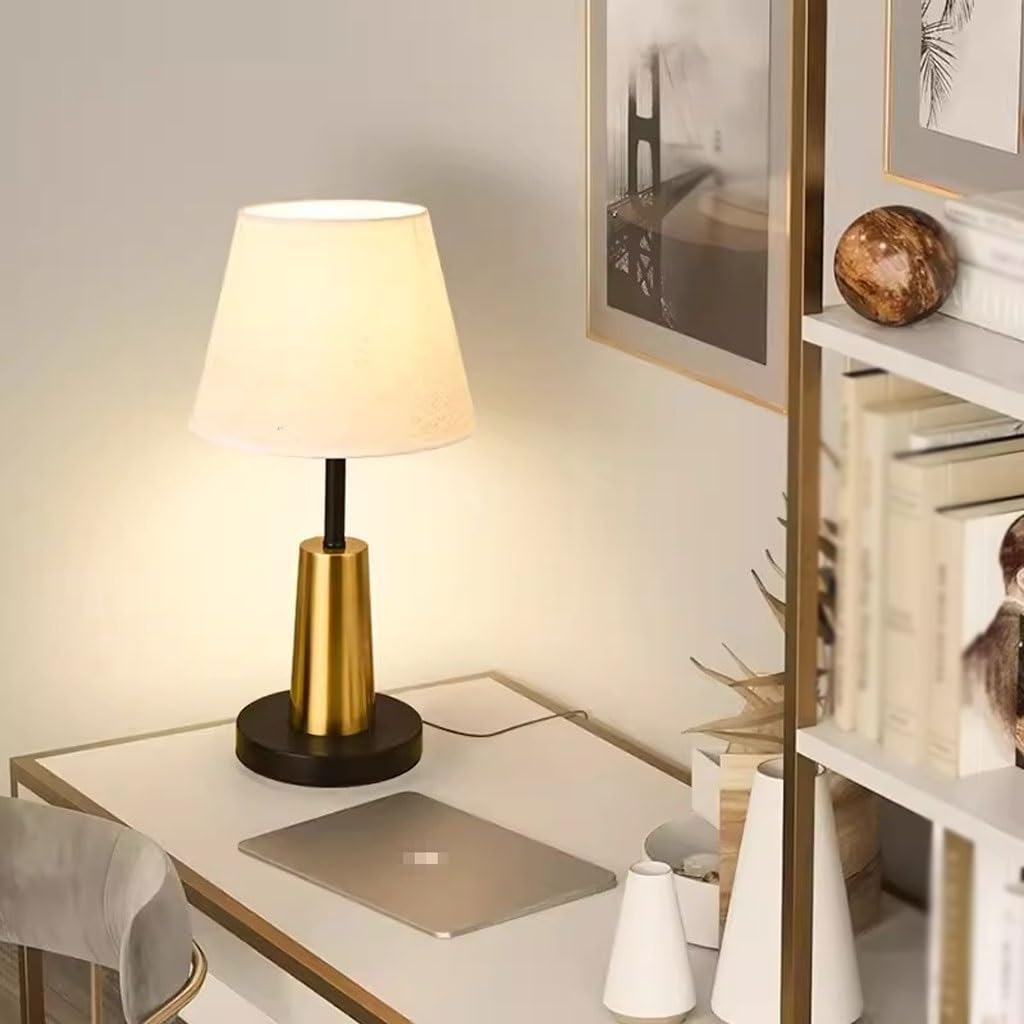 ENGENDER Lampada da Scrivania Moderna Semplice Lampada da Tavolo in Tessuto Camera Letto Comodino Studio Scrivania Lettura Soggiorno Decorativa(2)