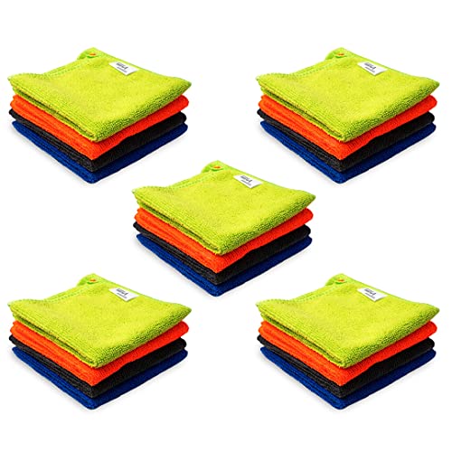 Image of Gizga Essentials Microfiber Cloth, 240 GSM, Highly Absorbent Multipurpose Cloth for Laptop, Mobile Screen Cleaning, Automotive Microfibre Towels for Car Bike Cleaning Polishing, Kitchen Cloth, 20 unit