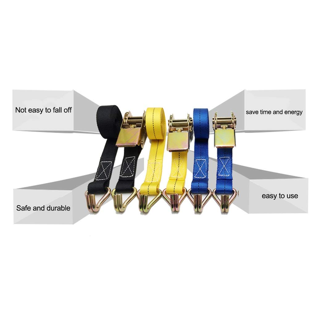 Cravatta a cricchetto, Cinghie di ancoraggio a cricchetto per carichi pesanti, Piumino Premium - 2 - 1 IN di larghezza - 10FT/20FT - 800 kg di tiro - per il trasporto in bundle di merci fisse, co