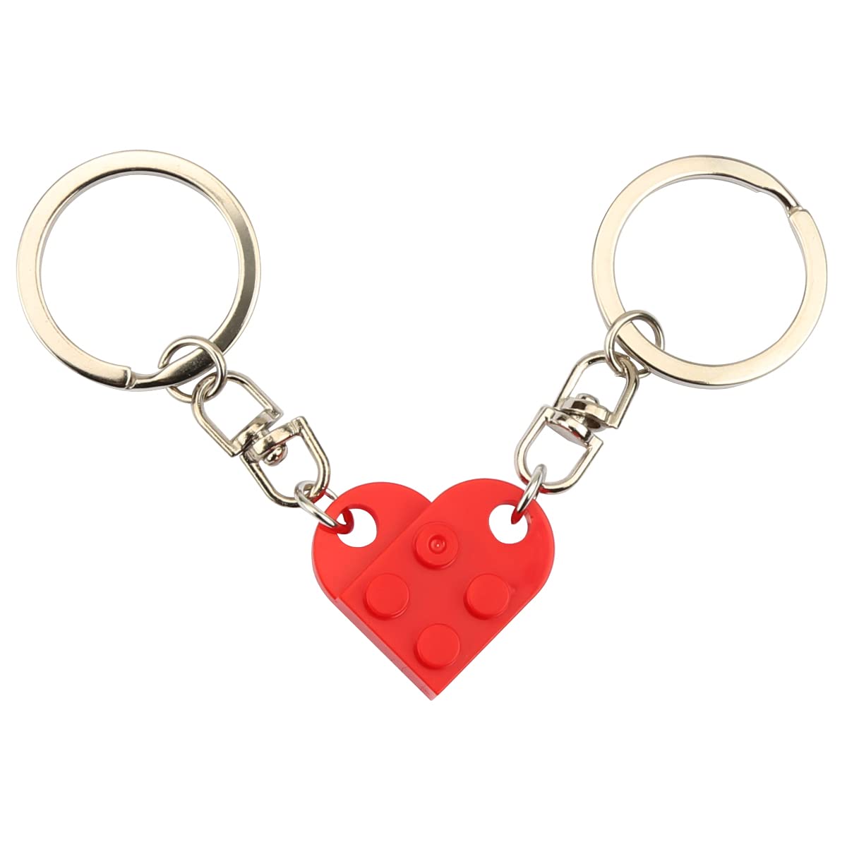 Jagowa Red Matching Brick Keychain Heart Key Ring Set For Couples Friendship Valentine's Day Gifts For Girlfriend Boyfriend (Red)